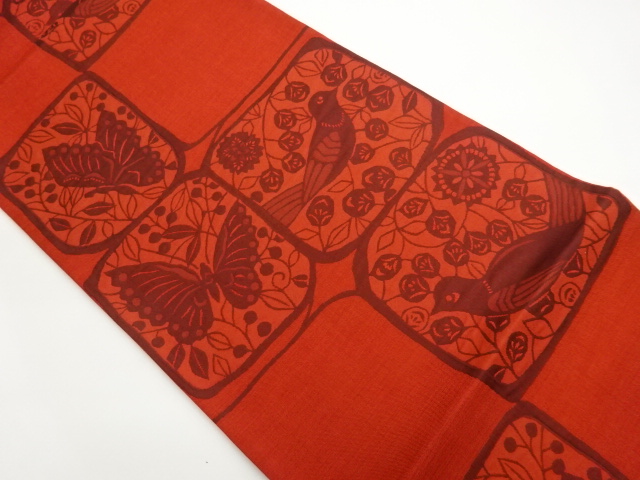 JAPANESE FUKURO OBI / WOVEN BUTTERFLY & SHIKISHI PATTERN